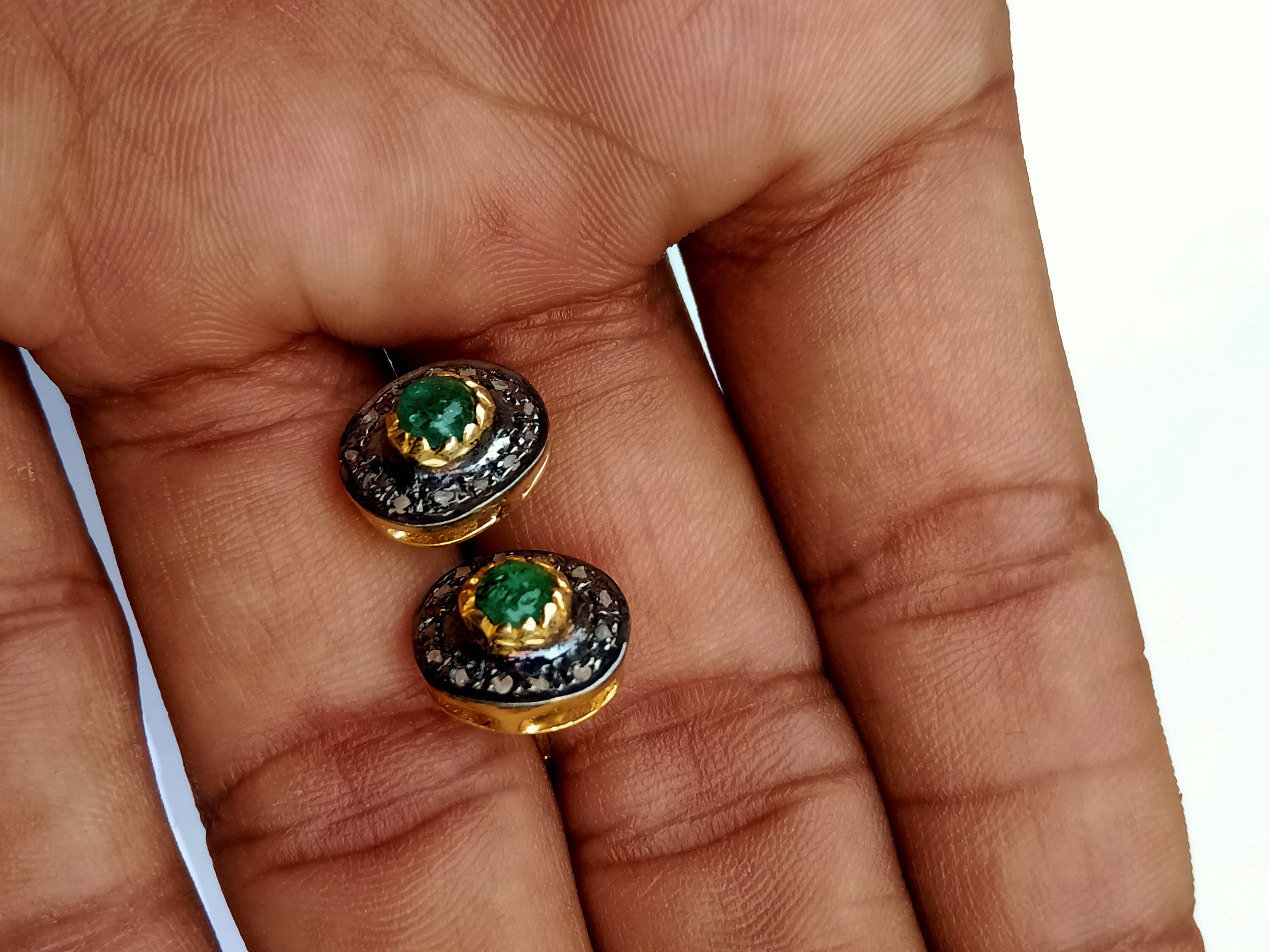 Natural Emerald Stud Earrings 925 Solid Sterling Silver Etsy