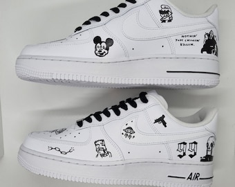 Nike Air Force 1 Custom, Air Force One, Custom Nike Shoes, Painted Air Force 1, Custom Sneakers, Doodle AF1 Shoes (Adult/Junior)