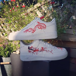 Nike Air Force 1 Custom, Dragon Air Force 1, Air Force Ones, Painted Air Force 1, Dragon Sneakers, Red Dragon AF1 Shoes Junior/Adult/Infant