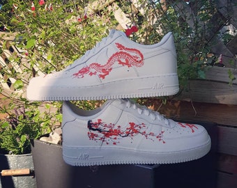 Nike Air Force 1 Custom, Dragon Air Force 1, Air Force Ones, Painted Air Force 1, Dragon Sneakers, Red Dragon AF1 Shoes Junior/Adult/Infant