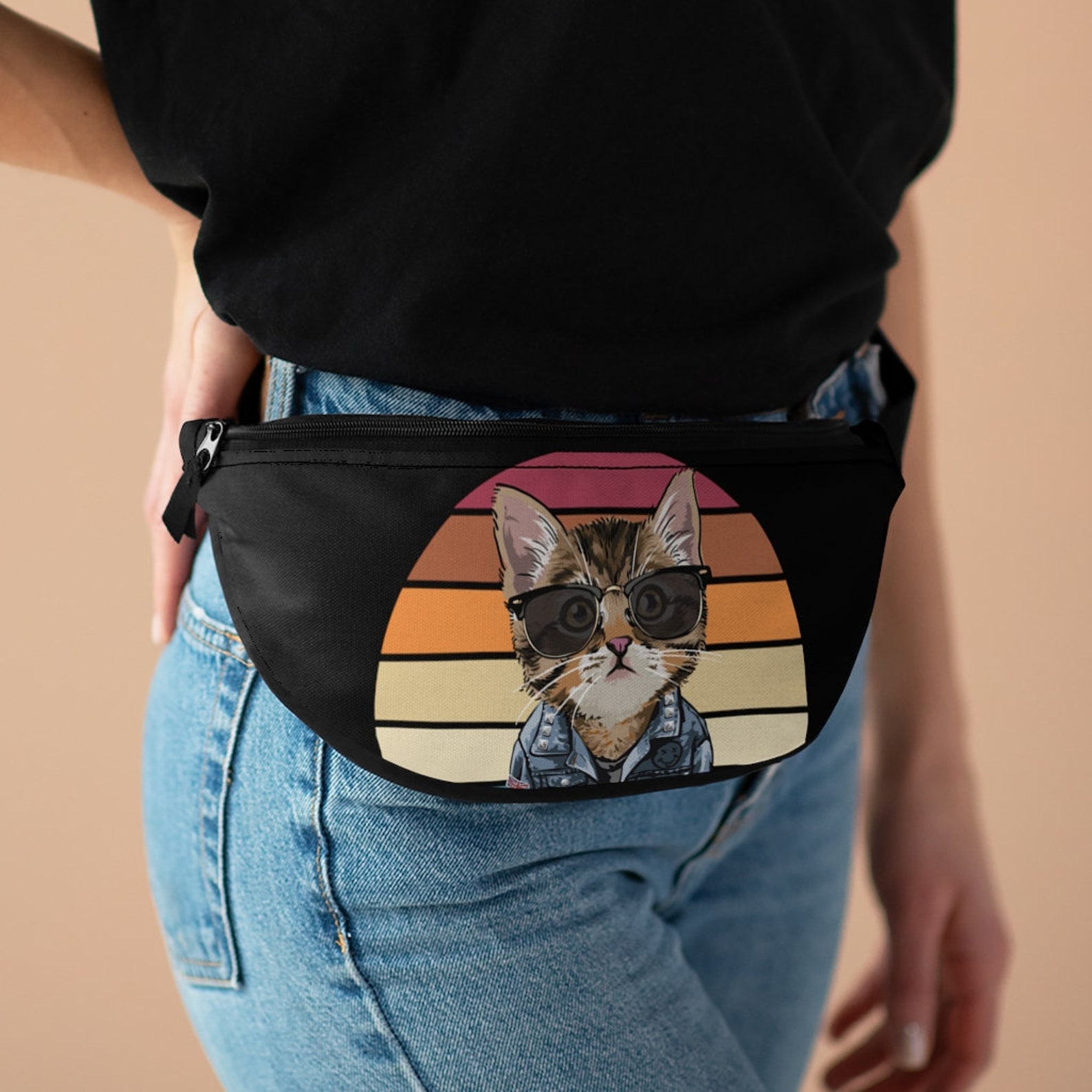 Funny Retro Cat Hipster Fanny Pack Etsy