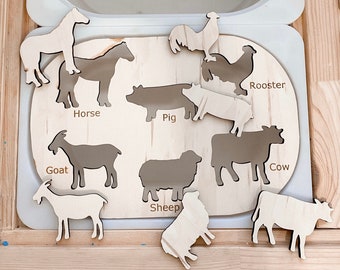 Montessori IKEA Flisat Farm Animal Puzzle Lid Insert for Kids