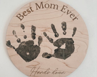 Custom mothers day gift from kids | DIY handprint sign | Personalized gift from kids| Best mom ever hands down sign| Best mom Hands Down