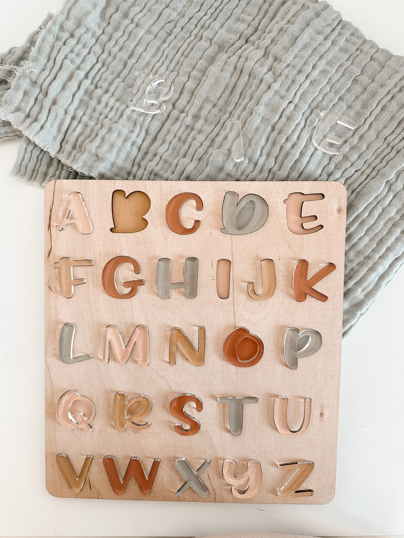Wooden Montessori Alphabet Puzzle for Toddlers and Kids Learning - Etsy
