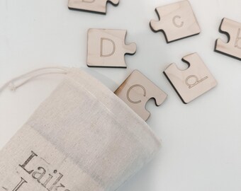 Montessori alphabet puzzle wooden uppercase lowercase letter recognition toy for kids and toddlers