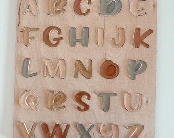 Wooden Montessori Alphabet Puzzle for Toddlers and Kids Learning