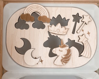 Montessori IKEA Flisat Unicorn Fairytale Puzzle Insert Lid for Kids