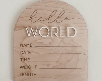 Personalized Rainbow Wooden Arch Birth Announcement Keepsake