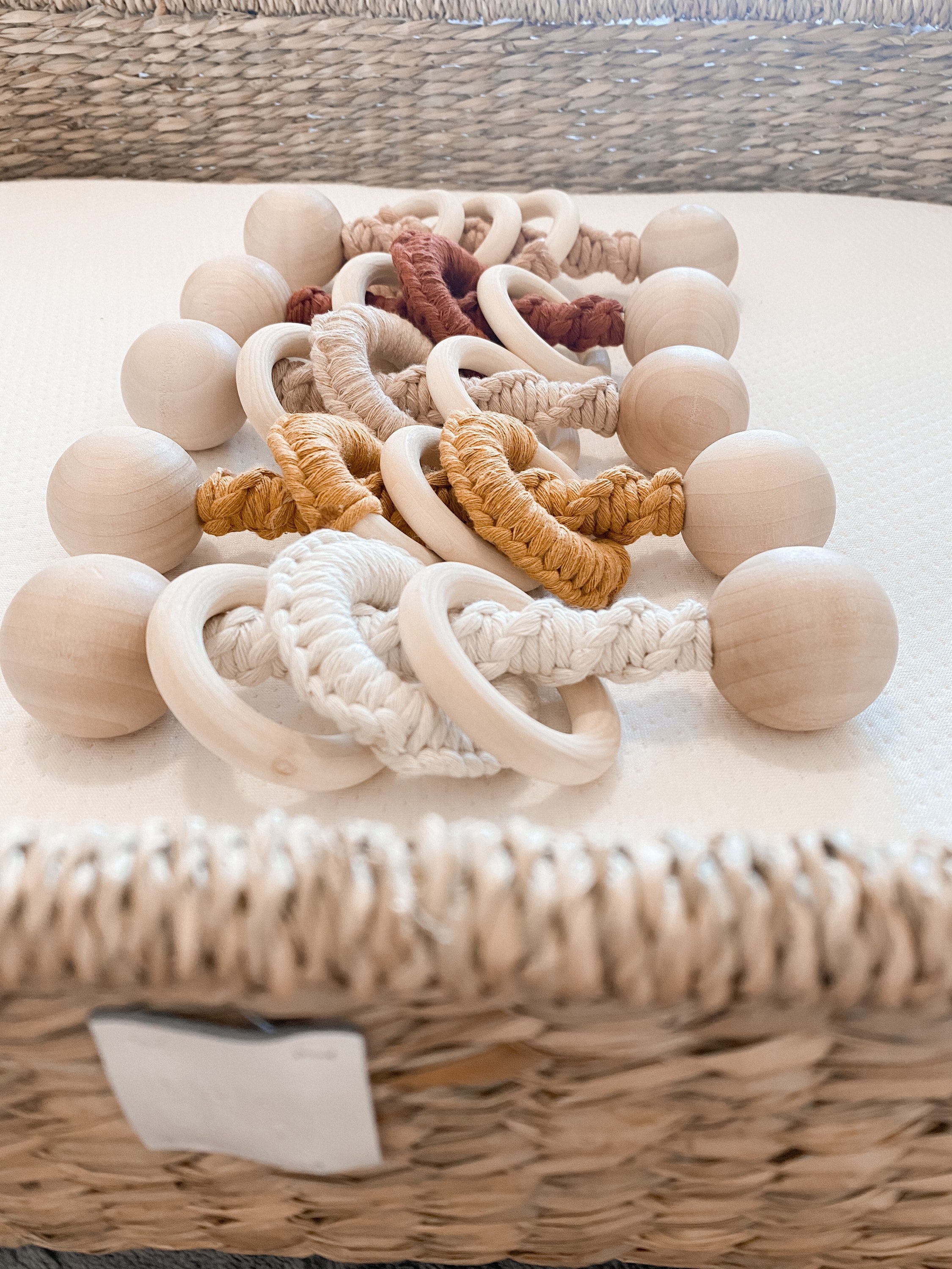 Macrame Wooden Baby Rattle Boho Baby Montessori Baby Toys Natural