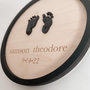 Baby Footprint Announcement Sign, Birth announcement, Personalized Keepsake image 4