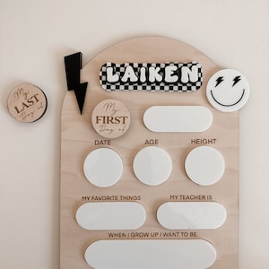 Checkered First day of school sign | Last day of school sign | custom reusable back to school sign | personalized dry erase school sign |
