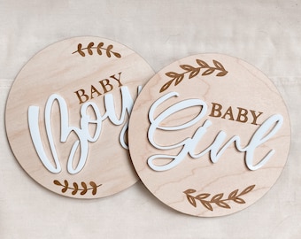 Double sided Baby boy/girl plaque, gender sign, gender reveal, wooden sign, gender announcement, photo props, birth, pregnancy,