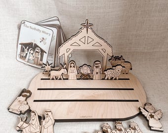 Interactive Nativity Scene Wooden Christmas Story Set Christian Children Gift Holiday Decor Religious Teaching Tool Family Activity