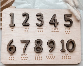 Number puzzle, Wooden number puzzle, Montessori toys, Montessori toddler, homeschool education