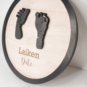 Baby Footprint Announcement Sign, Birth announcement, Personalized Keepsake image 2