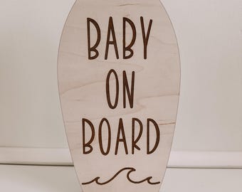 Baby on board surfboard sign |Baby announcement sign| baby shower decor |photo props| newborn| wood plaque| pregnancy|