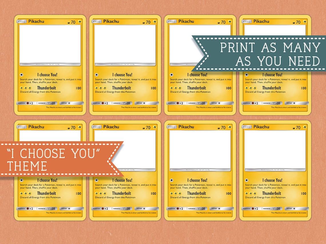 Printable Pokemon card templates. Multiple regular sized blank Etsy