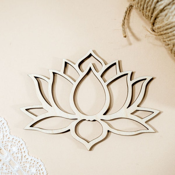 Lotus Flower Outline Shape wooden, wall decor, dreamy bedroom, Macrame Mobile