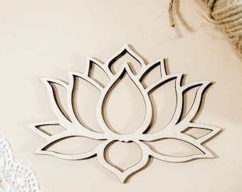 Lotus Flower Outline Shape wooden, wall decor, dreamy bedroom, Macrame Mobile