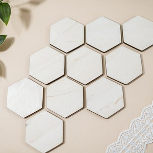 100 hexagon MULTIPLE size options wooden unfinished shape blanks