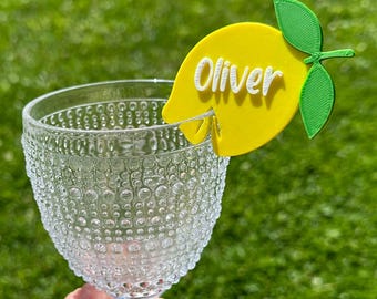 Etichette personalizzate per bevande al limone di Amalfi, flûte da champagne, cocktail, addii al nubilato, compleanno, La Dolce Vita, ciondoli per bevande italiane