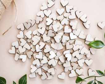 200x 10 mm / 0,4 "winzige Mini-Herzkonfettiformen, kleine hölzerne Liebesdekoration, Herzen für Kunsthandwerk, Scrapbooking, Verschönerung, Hochzeitstisch."