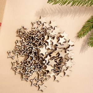 100 mix van Sterren Scatter Decoratie Hout Star Table Nature Bruiloft Decoratieve Sterren Scattering Parts mini ster mix holle Kerst