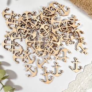 set of small Wooden Anchor Shape Wood unfinished boat ship anchor blank