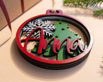 Aangepaste kerstbal, kerstboom decoraties, gepersonaliseerde ornament, Personalisierte Christbaumkugel, kerstbal met naam