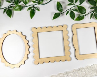 Mini Photo Frames Wood Craft Embellishments Laser Cut Shape miniature
