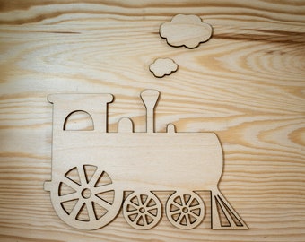 Train wooden Shape for crafts and decorations, Train Silhouette, Railway Theme Party decor, wall decor Train