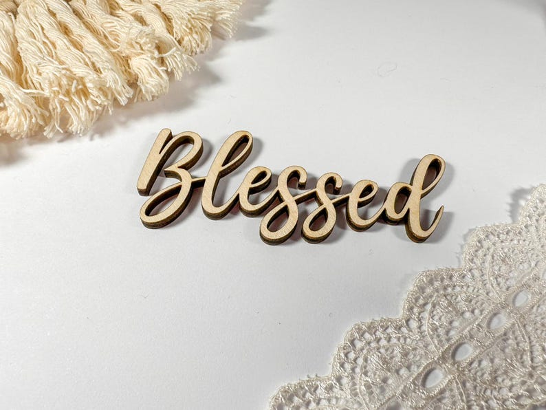 Blessed Word Text Laser Cut Out Unfinished Wood Shape Craft Supply Sign ...