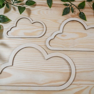 Set of 3 Could outline, Macrame mobile, Nursery Shapes, Wooden cloud Crafts, wooden Hollow coulds for macrame.