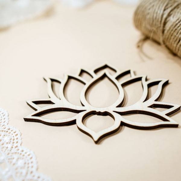 Lotus Flower Outline Multiple Sizes aviable Shape wooden, wall decor, dreamy bedroom, Macrame Mobile