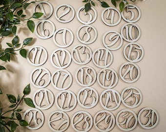 31 Advent stocking tags, Advent calendar Wooden number tags, Christmas tags, waiting for Christmas joy.