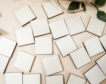 100 cuadrados 1"/ 2.5 cm madera sin terminar forma en blanco cuadrados de madera