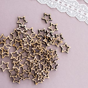 50 Houten holle sterren decoraties ster omtrek, kleine houten ster confetti, Tafel decoraties, Scatter decoratie, Craft Supplies