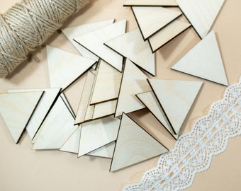 100x 3cm Equilateral triangle, Wooden Triangle shape, wooden craft triangles DIY, wood woden shapes