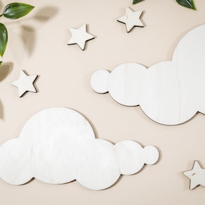 2-6 multiple sizes wooden cloud shape, wall decor, dreamy bedroom, kids room decoration