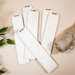 set of 6 Blank wooden bookmark, unpainted wood bookmark blanks, diy wood bookmarks, tags, Natural Wooden Unpainted Bookmarks, School project