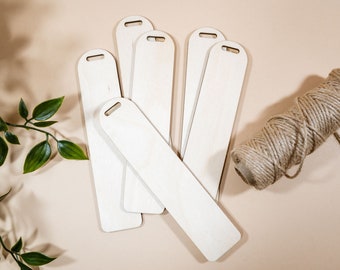 Set of Blank Wooden Bookmarks, Natural Baltic Birch Plywood, Laser Cut DIY Craft Tags