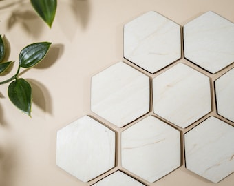 140 hexagon 7.3 cm wide wooden unfinished beehive shape blanks for board games