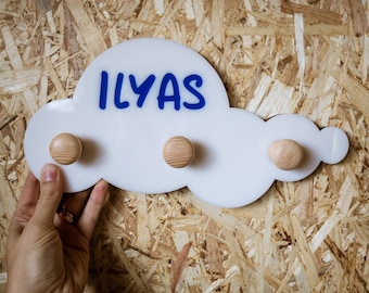 Percha para habitación de niños, decoración de baby shower, percha de pared, perchero de madera, perchas de pared para niños, ganchos para guardería, ganchos de nube, ganchos para habitación de niños