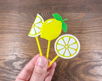 Set di decorazioni per cupcake al limone a tema Costiera Amalfitana, festa a tema La Dolce Vita, compleanno estivo italiano.