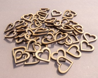 100 Scatter Decoration, Wood Heart, Table Decoration, Wedding Decorative Hearts Scattered Parts Hearts Edge Hearts, Heart confetti