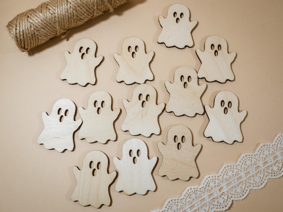 72 Piezas De Recortes De Madera Con Forma De Fantasma Para Halloween - 9 Diseños, Sin Pintar, Ideales Para Manualidades Y Decoración