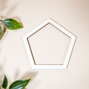 Wooden Pentagon outline, Pentagon hollow shape, Macrame mobile Pentagon