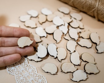 25x Wooden 1"/ 2.5cm Hedgehog Blanks, shape for crafts, Wood Hedgehog Family, Wooden animal blanks, Tiny Hedgehog conffeti