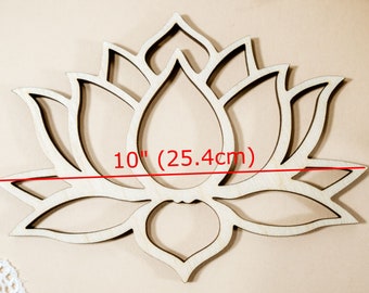 10"/ 25cm Lotus Flower Outline Shape wooden, wall decor, dreamy bedroom, Macrame Mobile, Wooden Lotus Flower Symbol Outline, Nursery Shapes