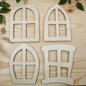 Wooden window various sizes for crafts, decoration, rectangle window, fairy window, elf door window, doll house window, natural wood